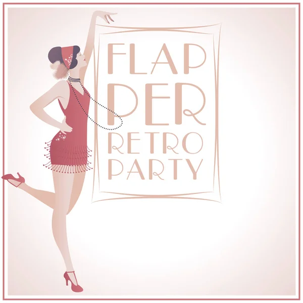 Flapper Girl Retroparty — Stock vektor