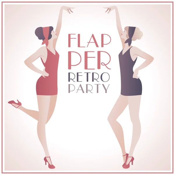 Flapper ragazze retro partito — Vettoriale Stock