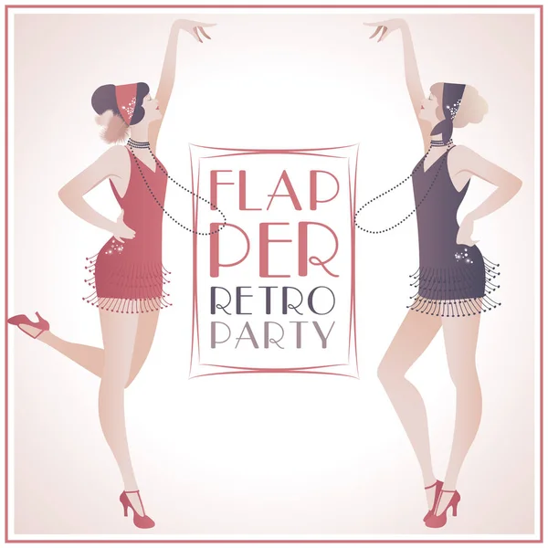 Flapper Girls fiesta retro — Vector de stock