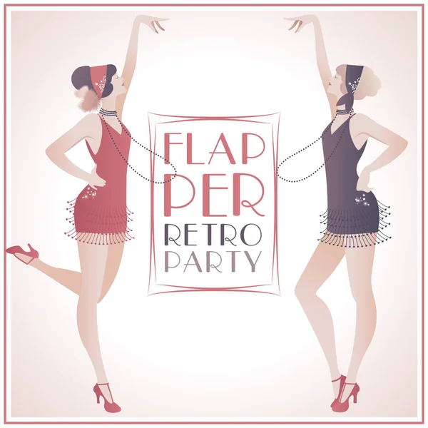 Flapper ragazze retro partito — Vettoriale Stock