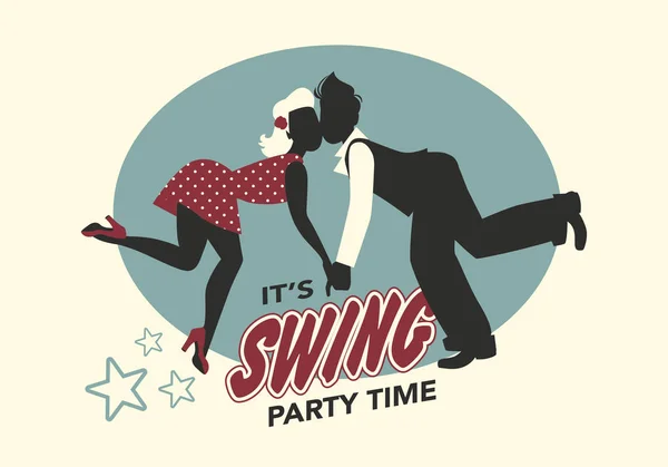 Zabawny para taniec swing — Wektor stockowy