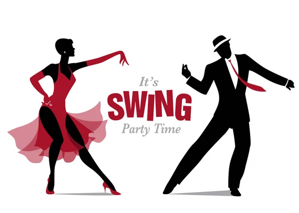 Elegantní pár tance swing — Stockový vektor
