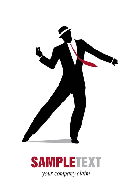 Elegante man silhouet dansen — Stockvector