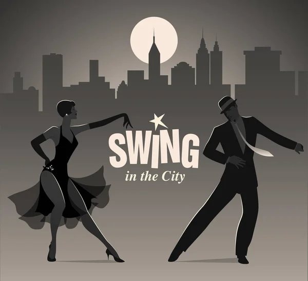 Elegancka para taniec swing — Wektor stockowy