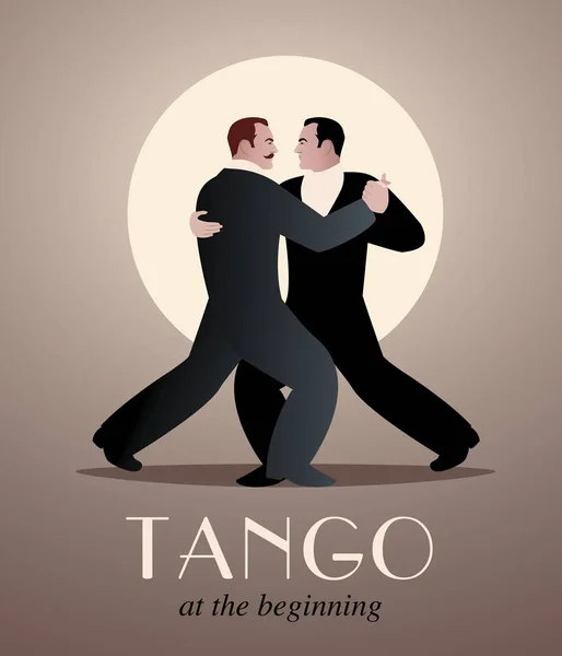 Dos hombres bailando tango — Vector de stock