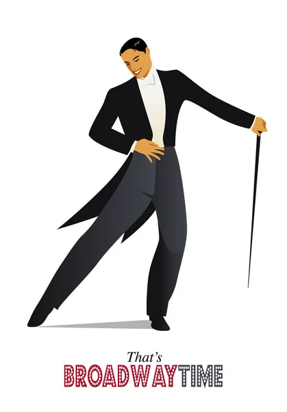 Elegante man gekleed in retro kleding dansen — Stockvector