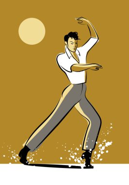 Flamenko dansçısı adam mürekkep tasarım 