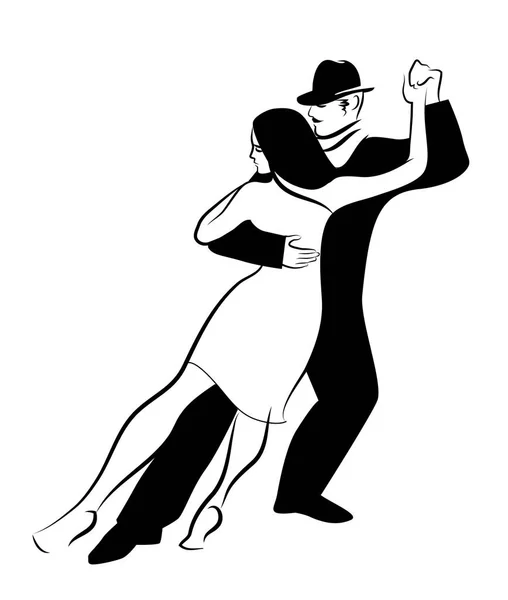 Tango dans geïsoleerd: ontwerp van jong koppel tango dansen — Stockvector