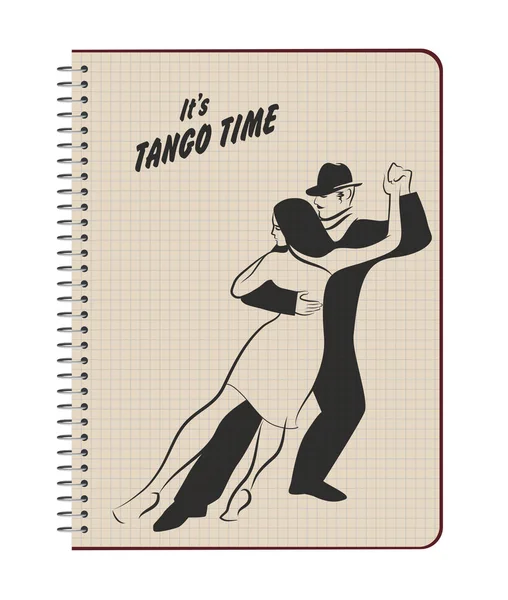 Tango taniec na białym tle: projekt Młoda para tańczy tango — Wektor stockowy