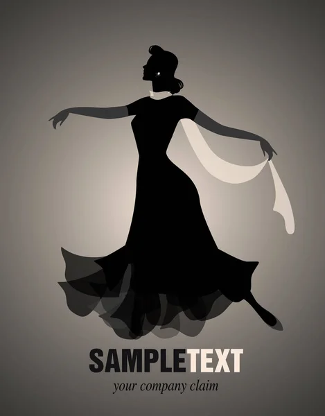 Elegante vrouw silhouet dansen retro stijl — Stockvector