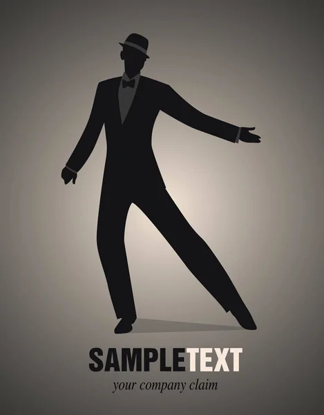 Elegante man silhouet dansen retro stijl — Stockvector