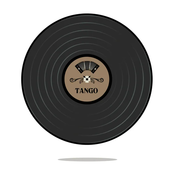 Gamla Tango skiva. Retro stil. Bandoneon och traditionella ornament. — Stock vektor