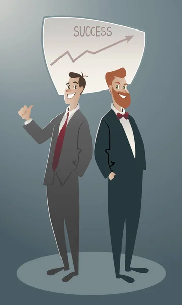 Dos hombres de negocios orgullosos de su éxito. Estilo retro de dibujos animados años 50 y 60 — Vector de stock