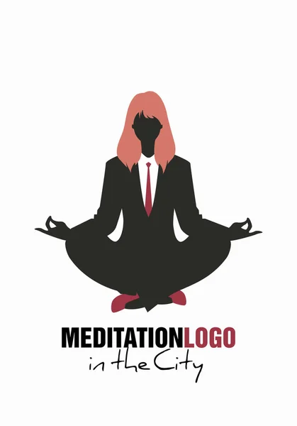 Üzletasszony silhouette meditáció során. Jó a logó. — Stock Vector