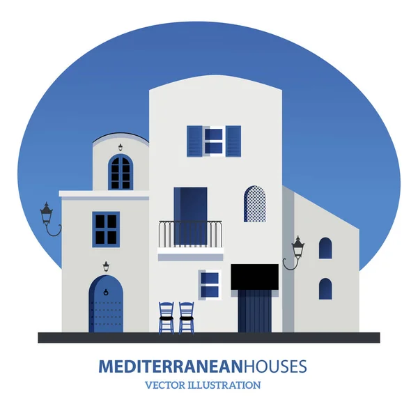 Casas mediterráneas. Ilustración vectorial . — Vector de stock