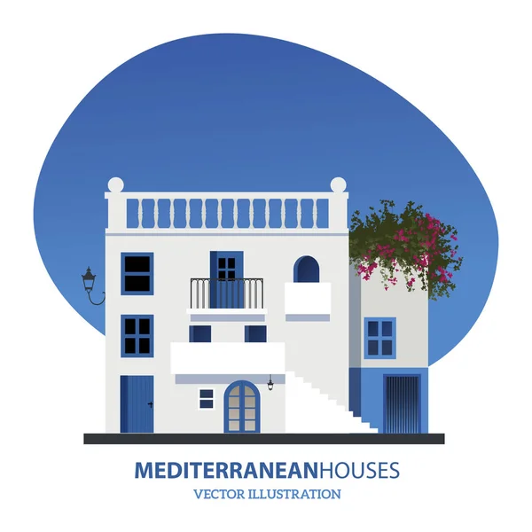 Casas mediterráneas. Ilustración vectorial . — Archivo Imágenes Vectoriales