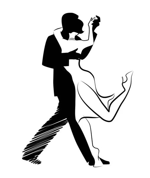 Tango dans izole: Genç çift tango dans tasarımı — Stok Vektör