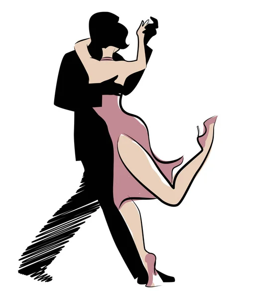 Tango dans izole: Genç çift tango dans tasarımı — Stok Vektör