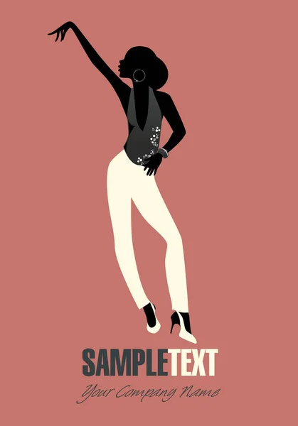 Silhouette féminine dansant du jazz ou de la musique latine. Illustration vectorielle — Image vectorielle