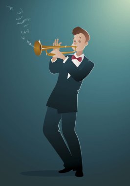 Para melodi. Para gibi geliyor bir şarkıyı çalmaya trompetçi