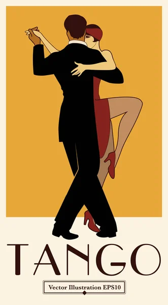 Manifesto Tango degli anni '20. Elegante coppia che balla tango. Stile retrò — Vettoriale Stock