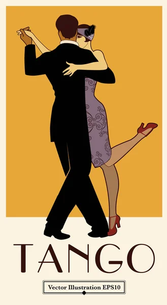 Cartel de Tango de la década de 1920. Pareja elegante bailando tango. Estilo retro — Vector de stock