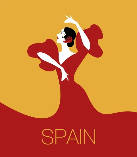 Ισπανικό flamenco χορεύτρια. εικονογράφηση φορέας — Διανυσματικό Αρχείο