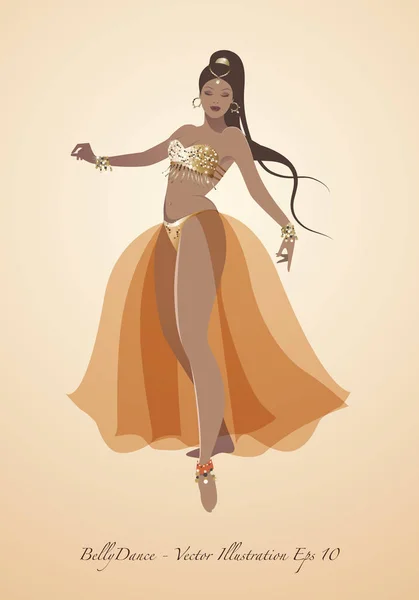 Beautiful belly dancer wearing exotic clothes vector illustration — Stock Vector