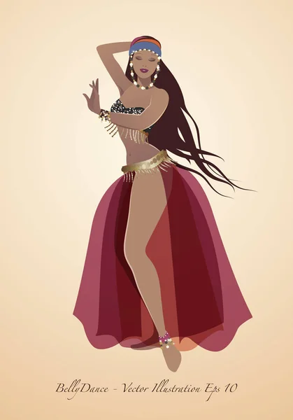 Hermosa bailarina del vientre con ropa exótica vector illustratio — Vector de stock