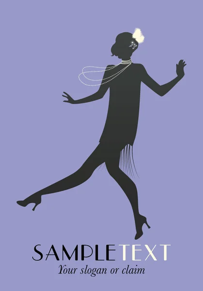 Елегантний кріплення силует. Стильна жінка в одязі 20 стилю, що танцює Чарльстон — стоковий вектор