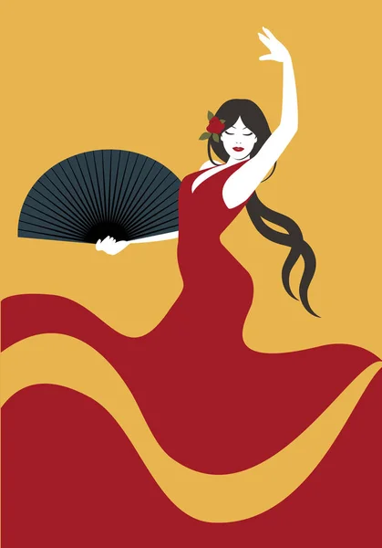 Spanish flamenco dancer. Vector Illustration — Stock Vector