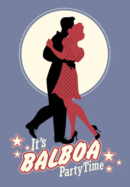 Młoda para, noszenie Odzież retro, w stylu "balboa" taniec swing — Wektor stockowy