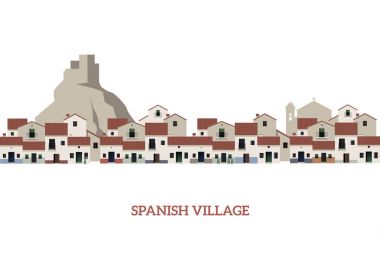 Tipik İspanyol köyü. Vektör çizim