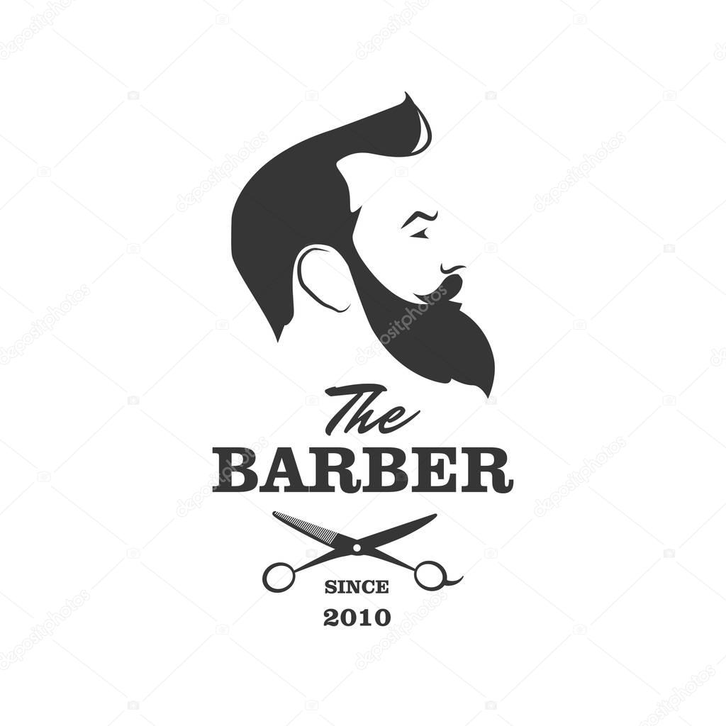 The Barber. Handsome man with beard and mustache. Barber shop symbol