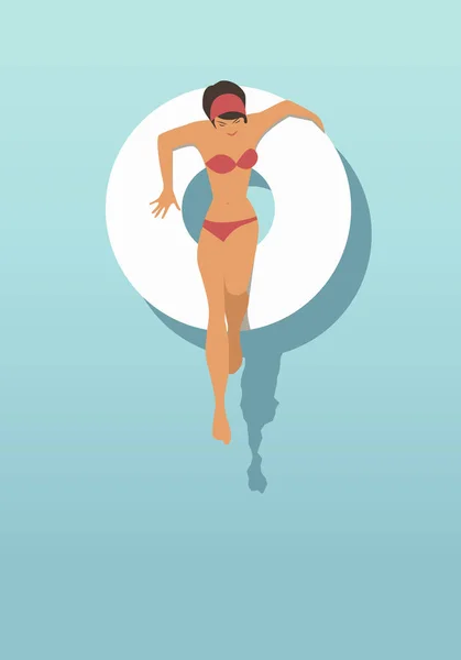 Chica acostada en una carroza en el agua. Ilustración vectorial — Archivo Imágenes Vectoriales