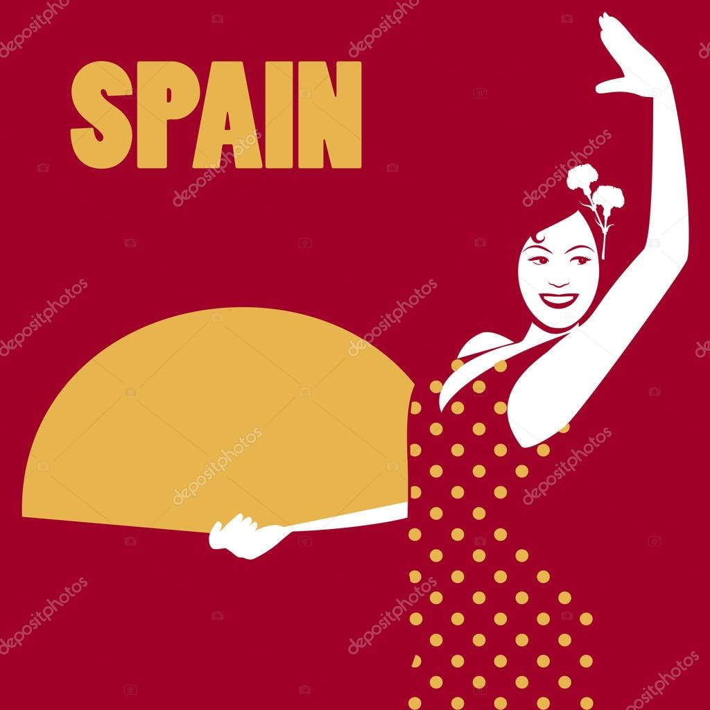 Spanish flamenco dancer. Spanish woman holding a fan