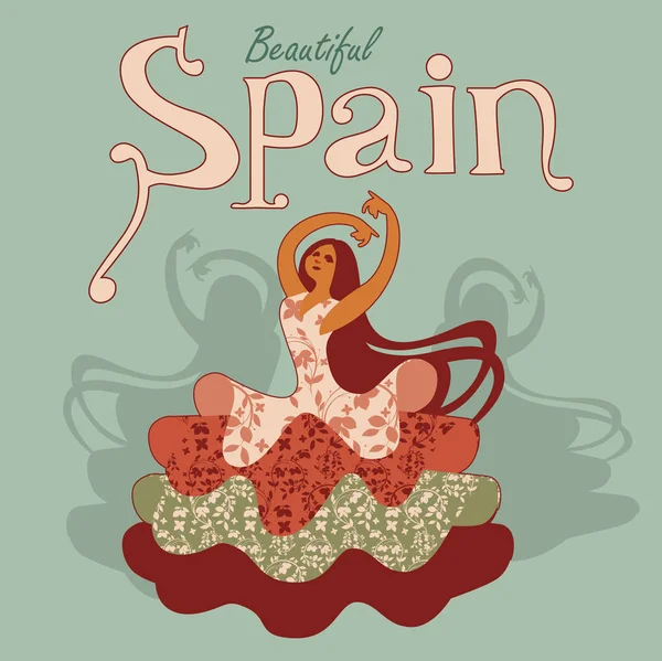 Bailarina de flamenco española. ilustración vectorial — Vector de stock