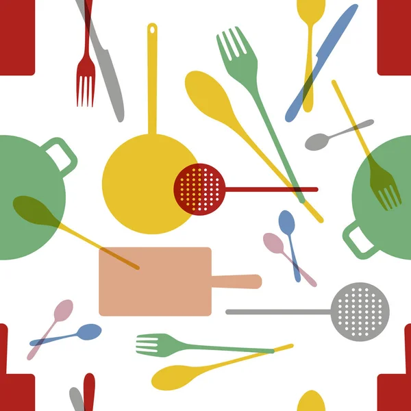 Kitchenware pattern. Seamless. Vector Illustration — Stock Vector