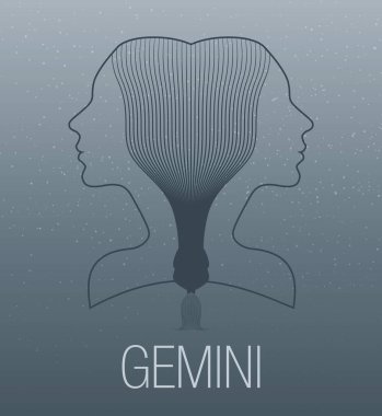 Zodyak işareti. İkizler. Vektör çizim