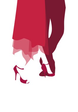 Tango dansçılar ayakkabıları ve bacaklar. Vektör çizim