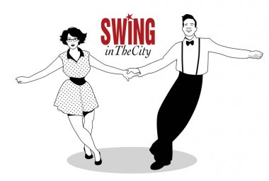 Komik çift salıncak, rock ya da lindy hop dans