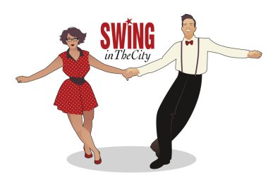Komik çift salıncak, rock ya da lindy hop dans