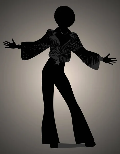 Silhouette d'homme dansant soul, musique funky ou disco. Style rétro — Image vectorielle