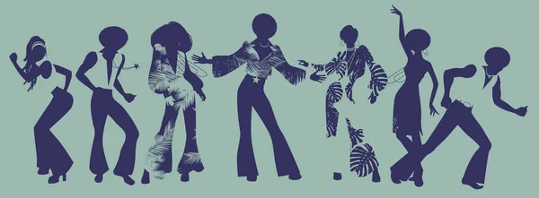 Ruh parti zamanı. Soul, funk ve disco dansçı. — Stok Vektör