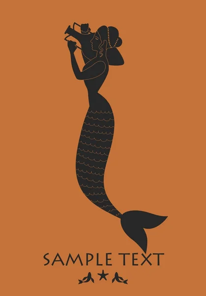 Bir amfora taşıyan Antik Yunanistan Deniz kızı. Akdeniz mitoloji — Stok Vektör