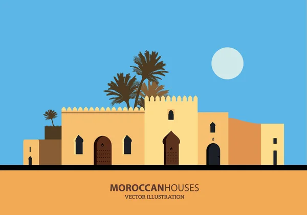 Middellandse Zee Marokkaanse of Arabische stijl huizen set. Vectorillustratie — Stockvector