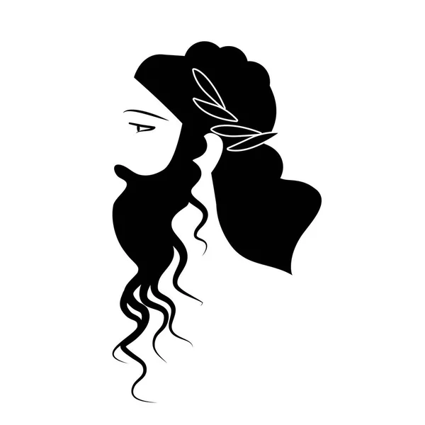 Head of man with beard and long hair in the style of the classical world wearing laurel wreath — Stock Vector