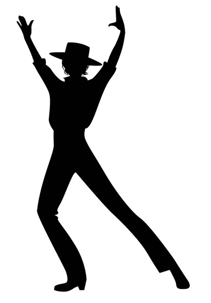 Silhouette dell'uomo ballerino di flamenco spagnolo che indossa il tipico cappello — Vettoriale Stock