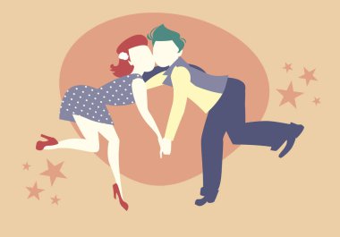 Dans eden salıncak, rock veya lindy hop genç Çift