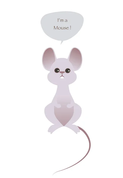 Roztomilé myši izolovaných na bílém pozadí a řeči balón. — Stockový vektor